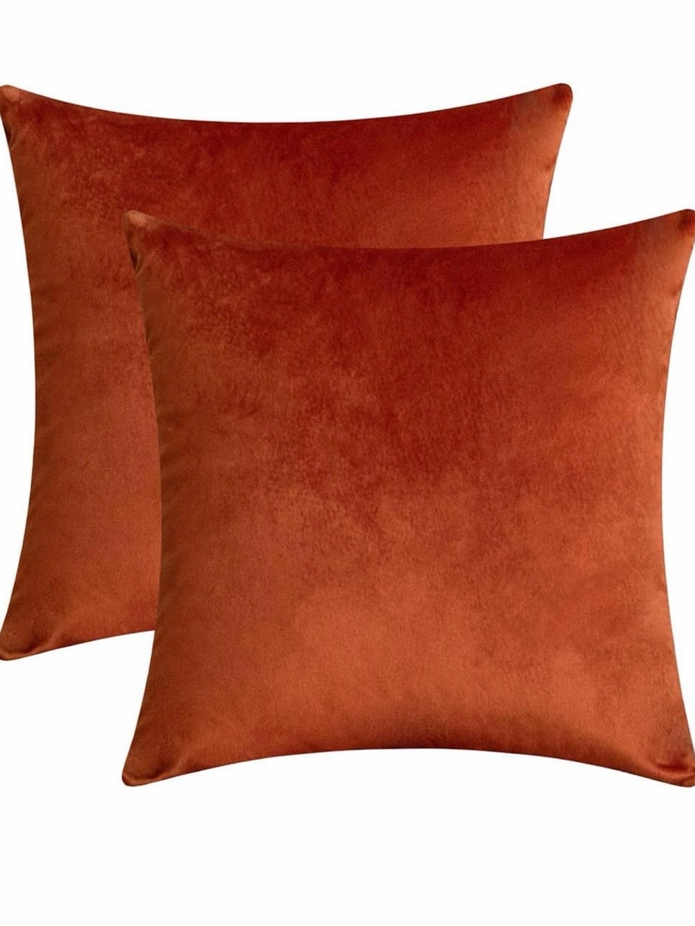 Pair of Velvet Throw Pillow Covers in Rust